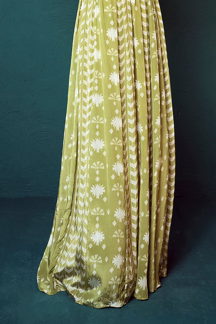 Lime Green Crepe Skirt Set by Suave by Neha & Shreya at Pernia's Pop Up Shop