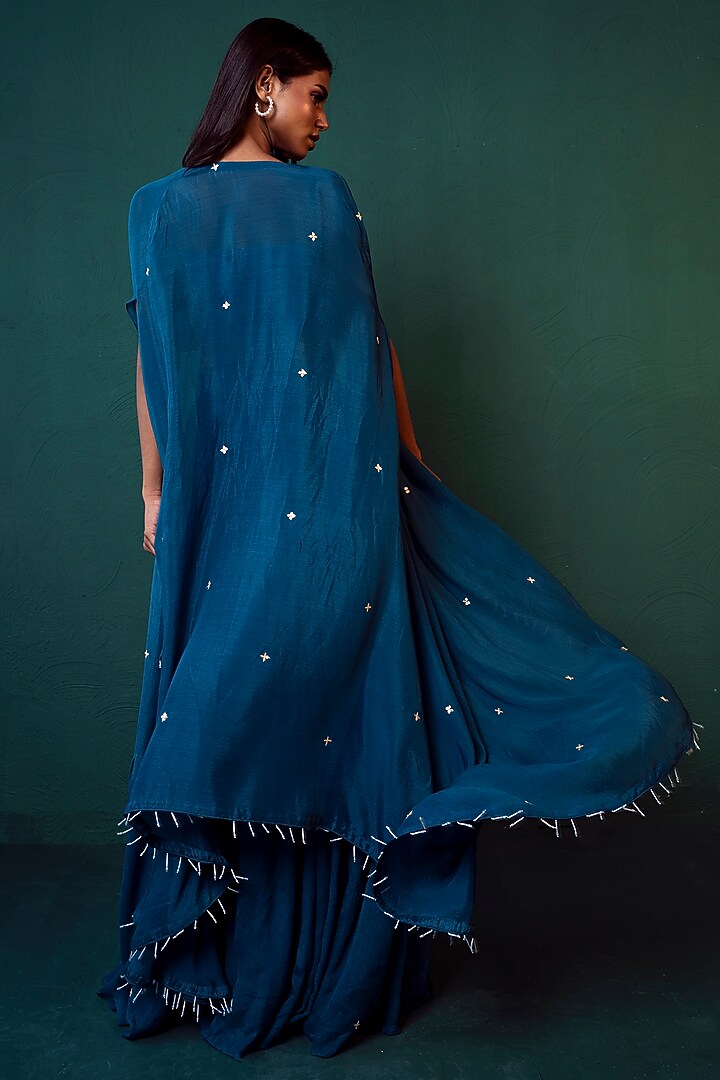 Blue Chiffon Skirt Set by Suave by Neha & Shreya at Pernia's Pop Up Shop