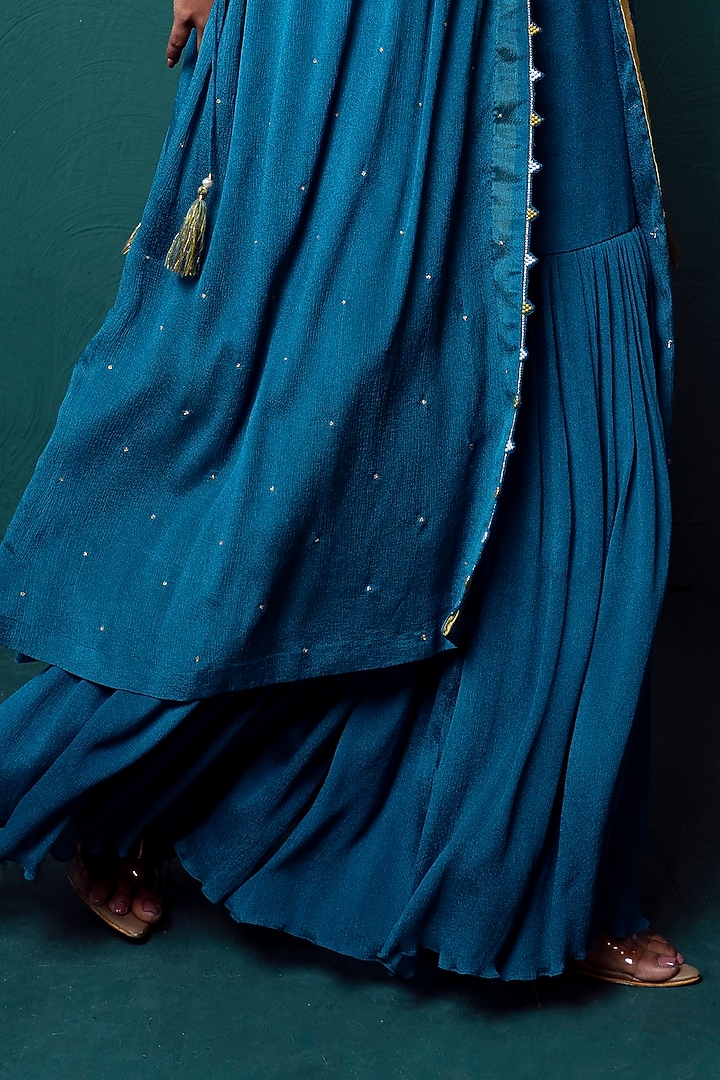 Blue Chiffon Party Wear Sharara Set by Suave by Neha & Shreya at Pernia's Pop Up Shop
