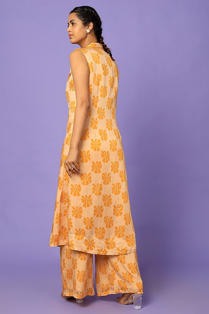 Yellow Printed Jacket Set by Suave By Neha & Shreya at Pernia's Pop Up Shop