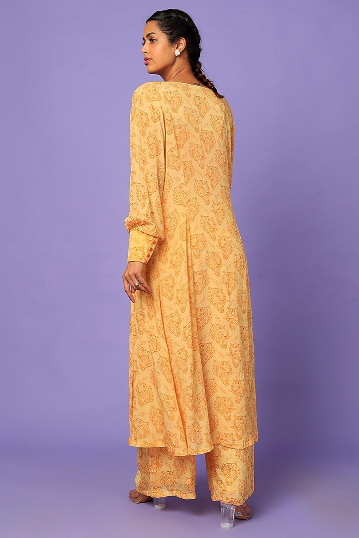 Yellow Printed Jacket Set by Suave By Neha & Shreya at Pernia's Pop Up Shop