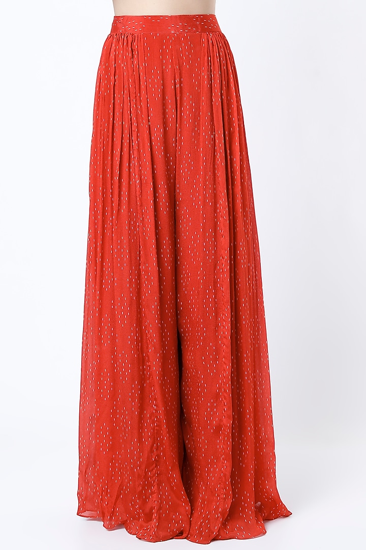 Cadmium Red Embroidered Gharara Set by Suave by Neha & Shreya at Pernia's Pop Up Shop