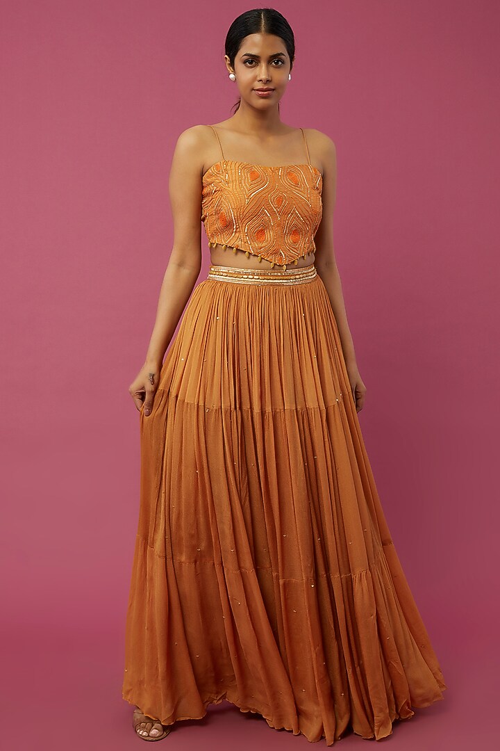 Amber Chinon Chiffon Lehenga Set by Suave By Neha & Shreya at Pernia's Pop Up Shop