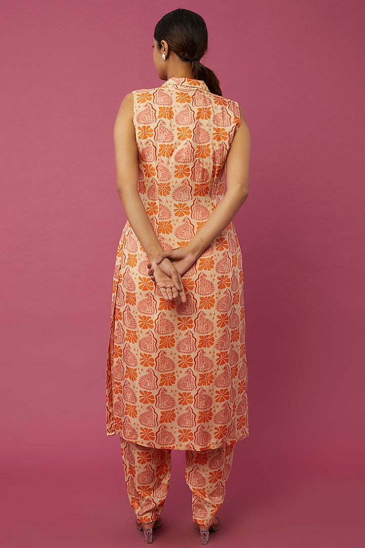 Orange Printed Jacket Set by Suave By Neha & Shreya at Pernia's Pop Up Shop