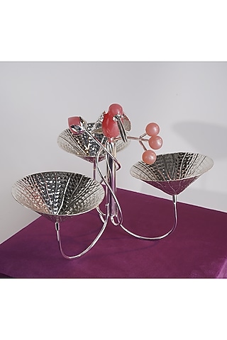 Silver Plated & Resin Toucan 3-Bowl Platter by Siansh by Sunita Aggarwal