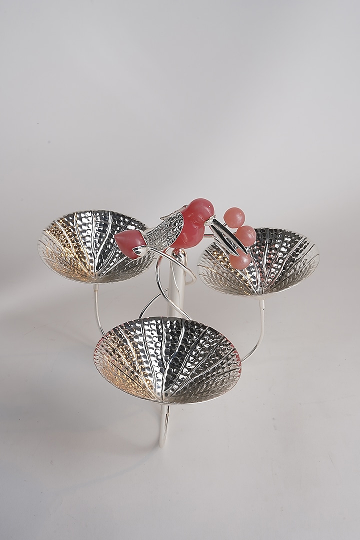 Silver Plated & Resin Toucan 3-Bowl Platter by Siansh by Sunita Aggarwal at Pernia's Pop Up Shop