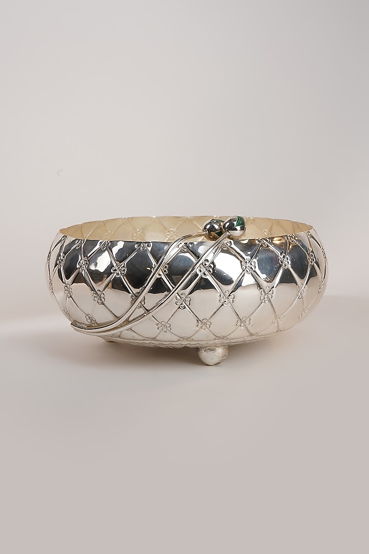 Silver Plated Cross-Nakshi Bowl by Siansh by Sunita Aggarwal at Pernia's Pop Up Shop