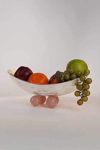 Silver Plated Oval Bowl With Resin Stand by Siansh by Sunita Aggarwal
