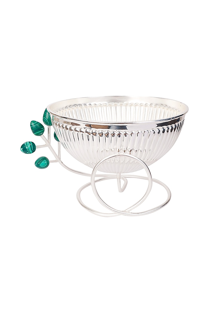 Silver Plated Round Ribbed Wire Bowl by Siansh by Sunita Aggarwal