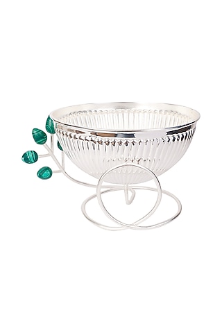 Silver Plated Round Ribbed Wire Bowl by Siansh by Sunita Aggarwal