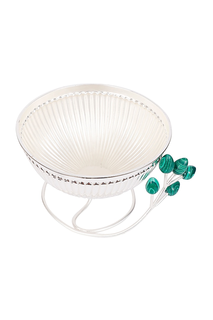 Silver Plated Round Ribbed Wire Bowl by Siansh by Sunita Aggarwal at Pernia's Pop Up Shop