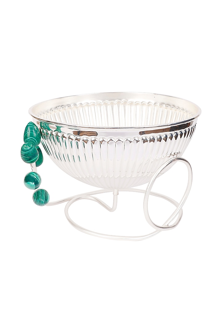Silver Plated Round Ribbed Wire Bowl by Siansh by Sunita Aggarwal at Pernia's Pop Up Shop