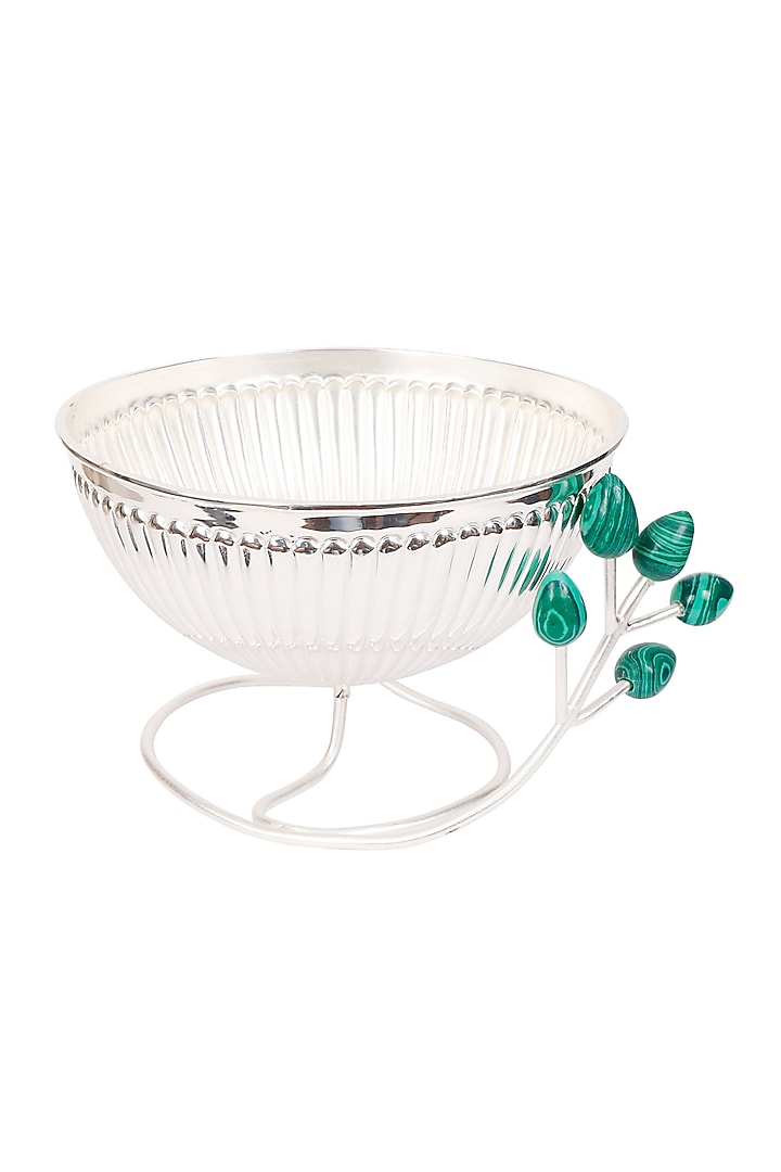 Silver Plated Round Ribbed Wire Bowl by Siansh by Sunita Aggarwal at Pernia's Pop Up Shop