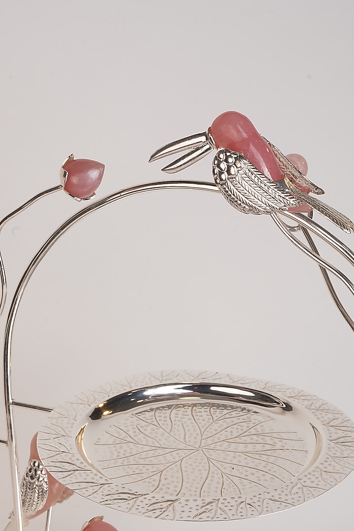 Silver Plated Toucan Bird 2- Tier Lotus Platter by Siansh by Sunita Aggarwal at Pernia's Pop Up Shop