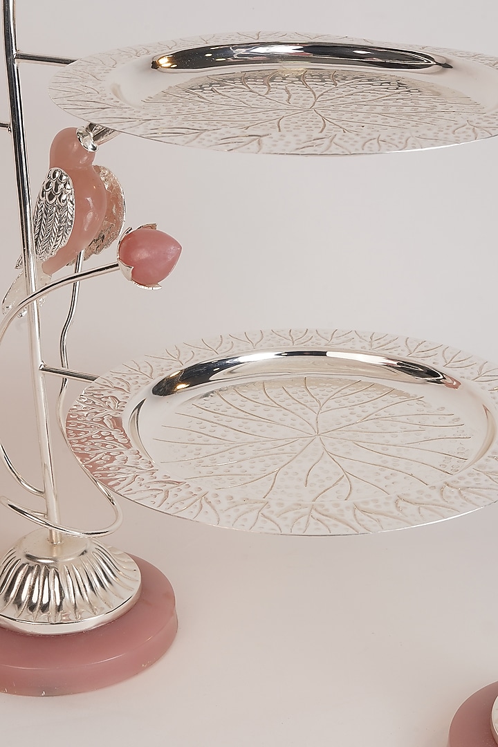Silver Plated Toucan Bird 2- Tier Lotus Platter by Siansh by Sunita Aggarwal at Pernia's Pop Up Shop
