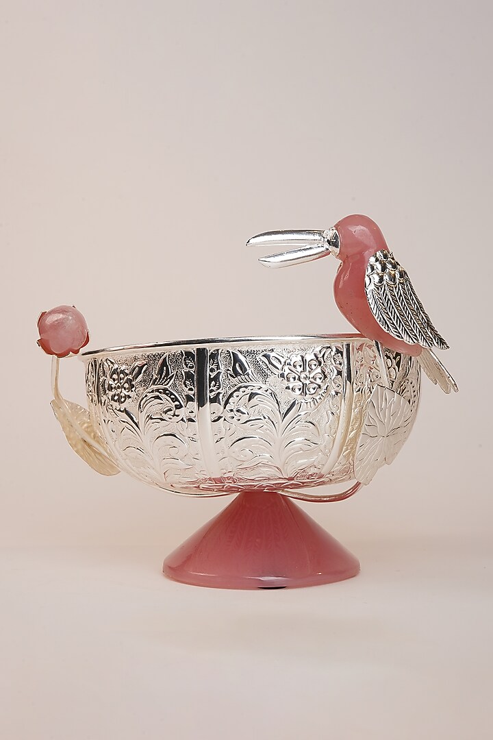 Silver Plated Toucan Bird Nakshi Urli by Siansh by Sunita Aggarwal at Pernia's Pop Up Shop