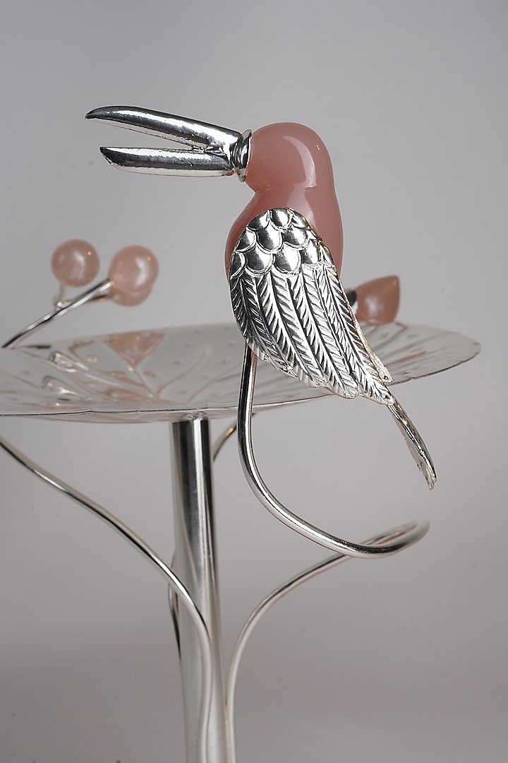 Silver Plated Toucan Standing Bird Lotus Platter by Siansh by Sunita Aggarwal at Pernia's Pop Up Shop