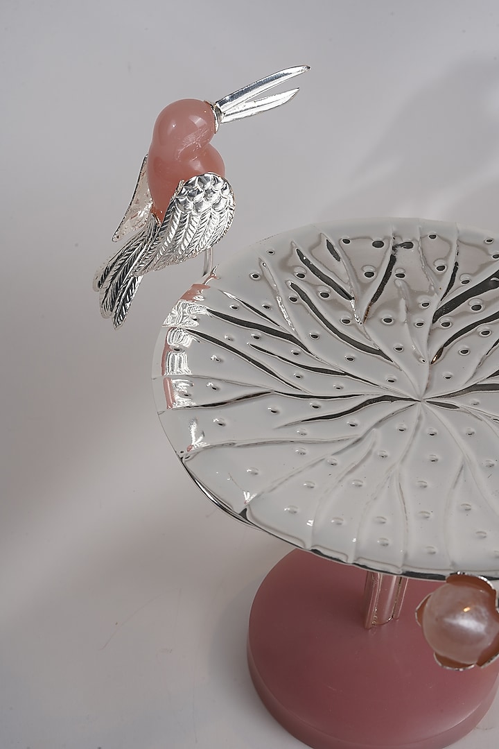 Silver Plated Toucan Standing Bird Lotus Platter by Siansh by Sunita Aggarwal at Pernia's Pop Up Shop