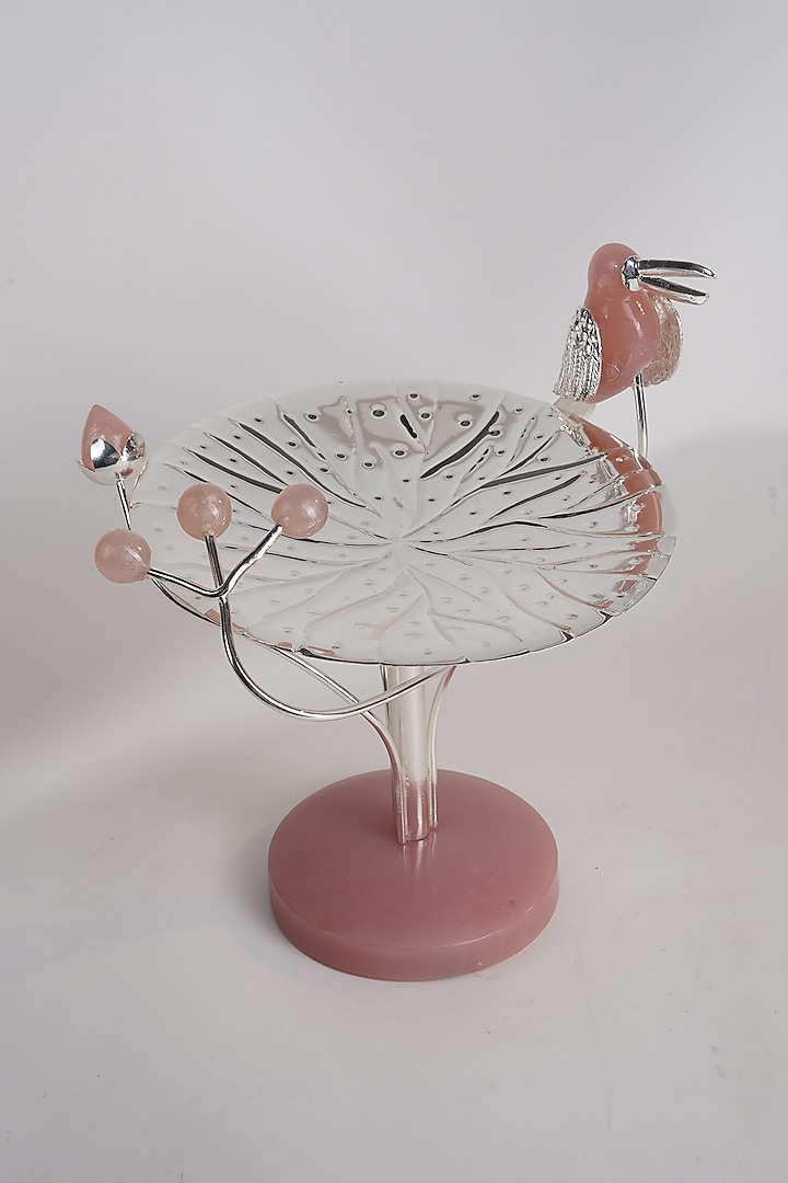 Silver Plated Toucan Standing Bird Lotus Platter by Siansh by Sunita Aggarwal at Pernia's Pop Up Shop