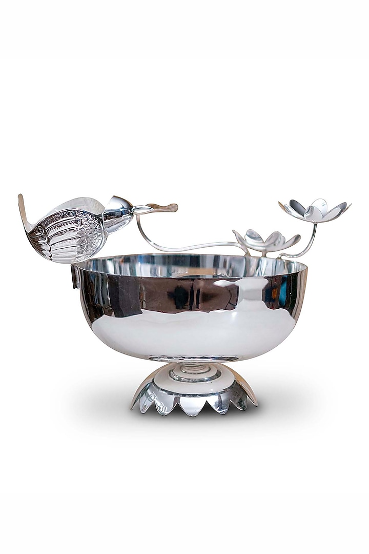 Silver Brass Floral Urli by Siansh by Sunita Aggarwal at Pernia's Pop Up Shop
