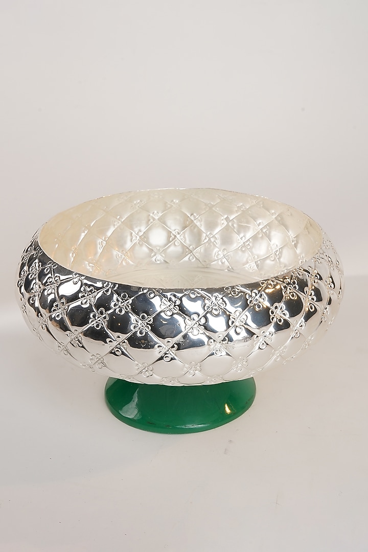 Silver Brass & Resin Cross Nakshi Urli by Siansh by Sunita Aggarwal at Pernia's Pop Up Shop
