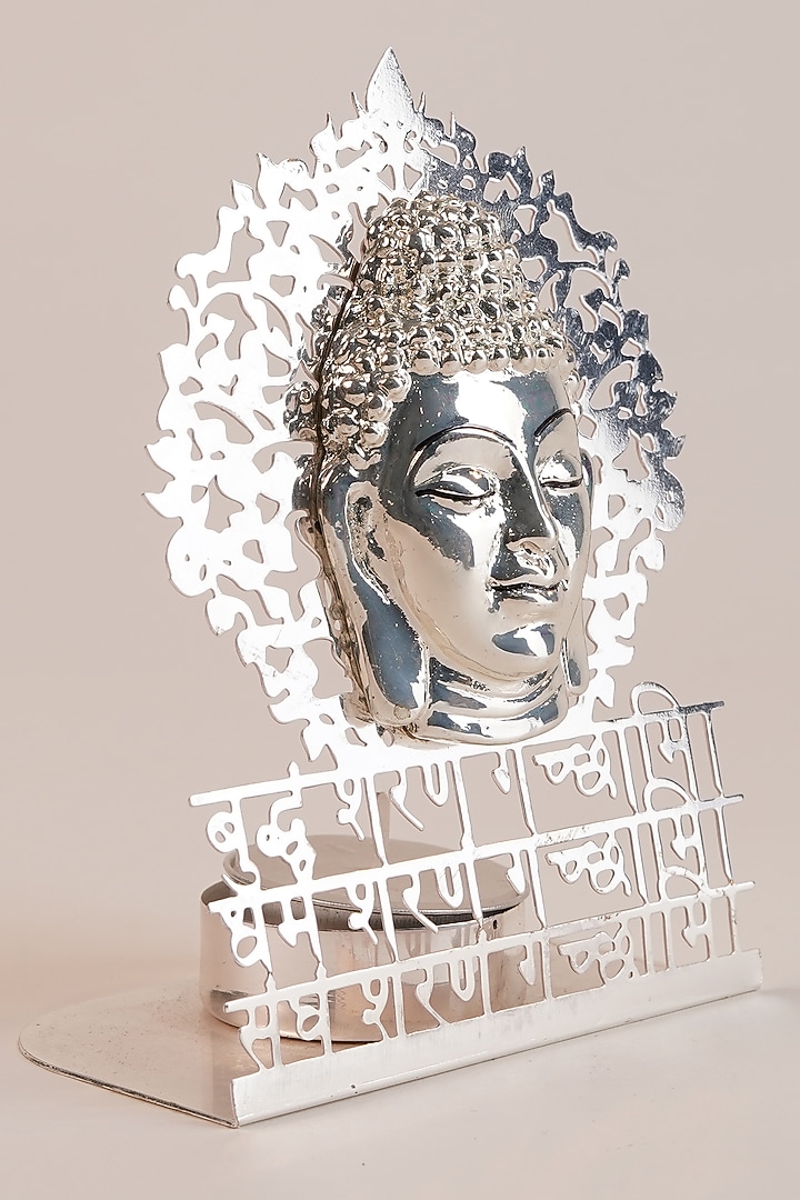 Silver Brass Lord Buddha Tea Light Holder by Siansh by Sunita Aggarwal at Pernia's Pop Up Shop