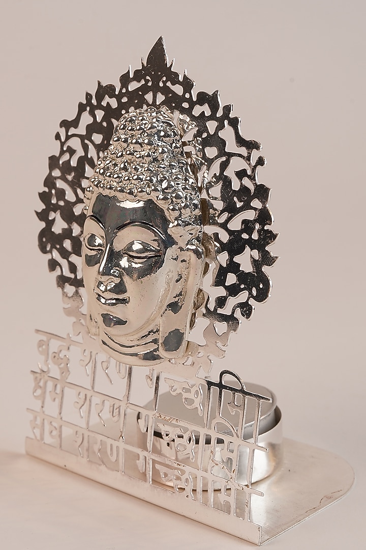 Silver Brass Lord Buddha Tea Light Holder by Siansh by Sunita Aggarwal at Pernia's Pop Up Shop