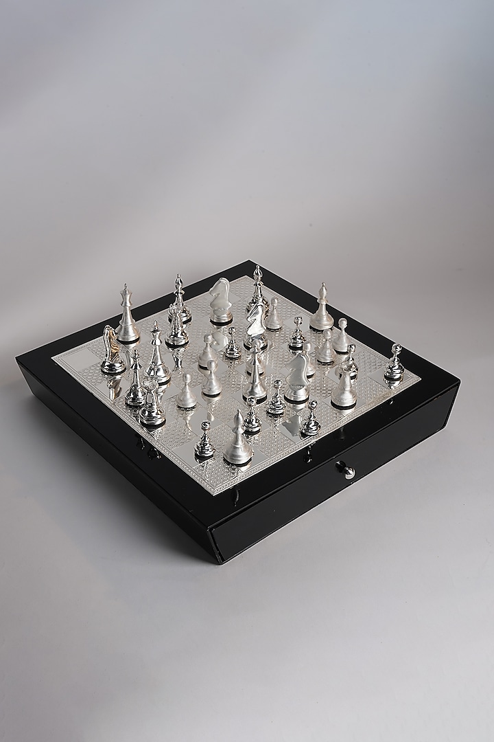 Silver Brass & Deco Wood Chess Game by Siansh by Sunita Aggarwal