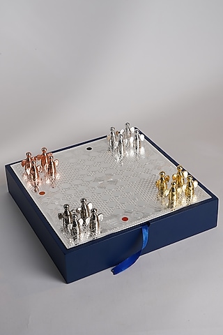 Silver Brass & Deco Wood Ludo Game by Siansh by Sunita Aggarwal