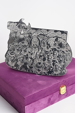 Silver Brass & Resin Cow Shaped Box by Siansh by Sunita Aggarwal