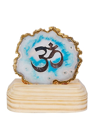 Silver Brass & Agate Om Showpiece by Siansh by Sunita Aggarwal