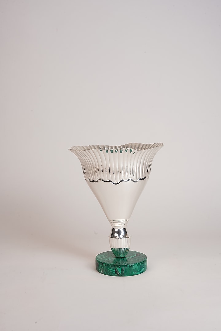 Silver Brass & Resin Floral Vase by Siansh by Sunita Aggarwal at Pernia's Pop Up Shop
