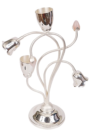 Silver Brass & Resin Candle Stand by Siansh by Sunita Aggarwal