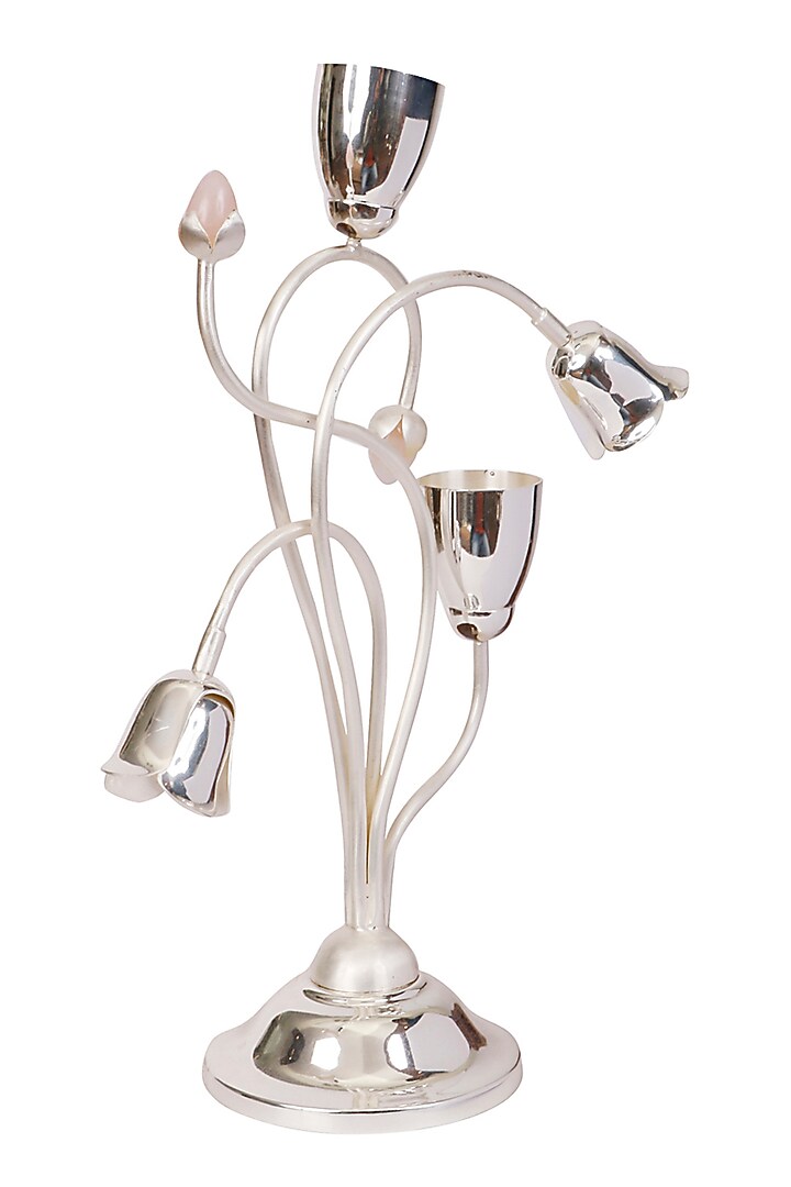 Silver Brass & Resin Candle Stand by Siansh by Sunita Aggarwal at Pernia's Pop Up Shop