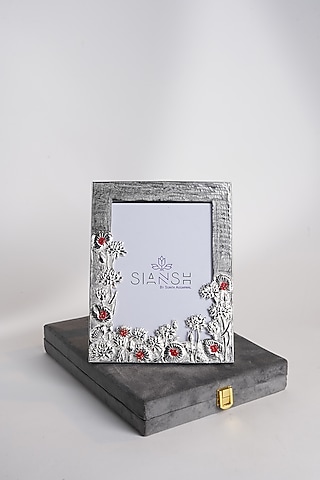 Silver Brass & Stone Photo Frame by Siansh by Sunita Aggarwal