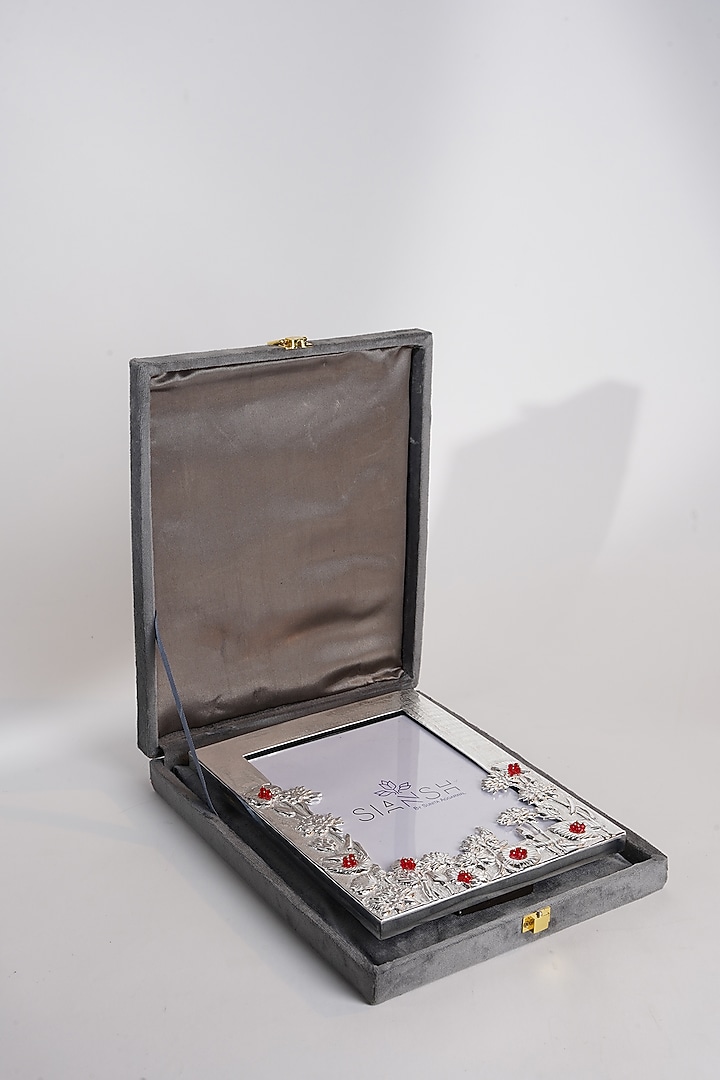 Silver Brass & Stone Photo Frame by Siansh by Sunita Aggarwal at Pernia's Pop Up Shop
