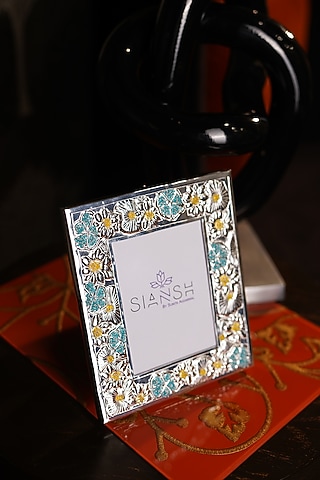 Silver Brass & Semi Precious Stone Photo Frame by Siansh by Sunita Aggarwal