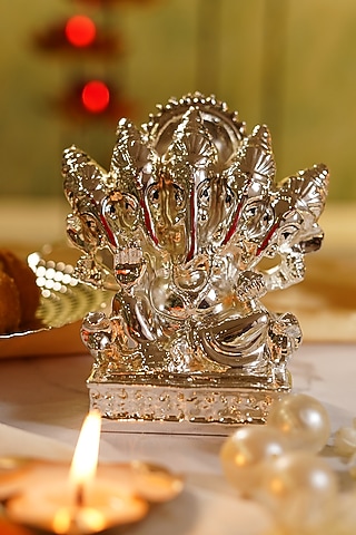 Silver Resin Panchmukhi Ganesha Idol by Siansh by Sunita Aggarwal