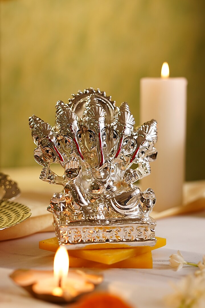 Silver Resin Panchmukhi Ganesha Idol by Siansh by Sunita Aggarwal at Pernia's Pop Up Shop