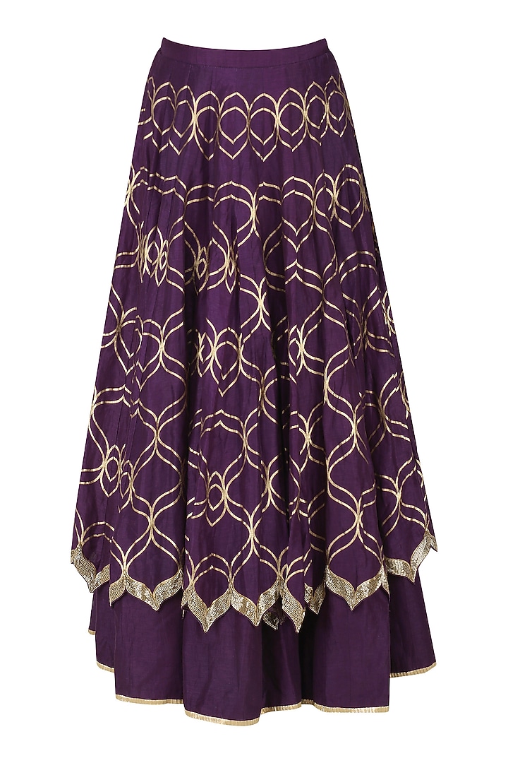 Purple embroidered double layered lehenga skirt with jacket available only at Pernia's Pop Up Shop.
