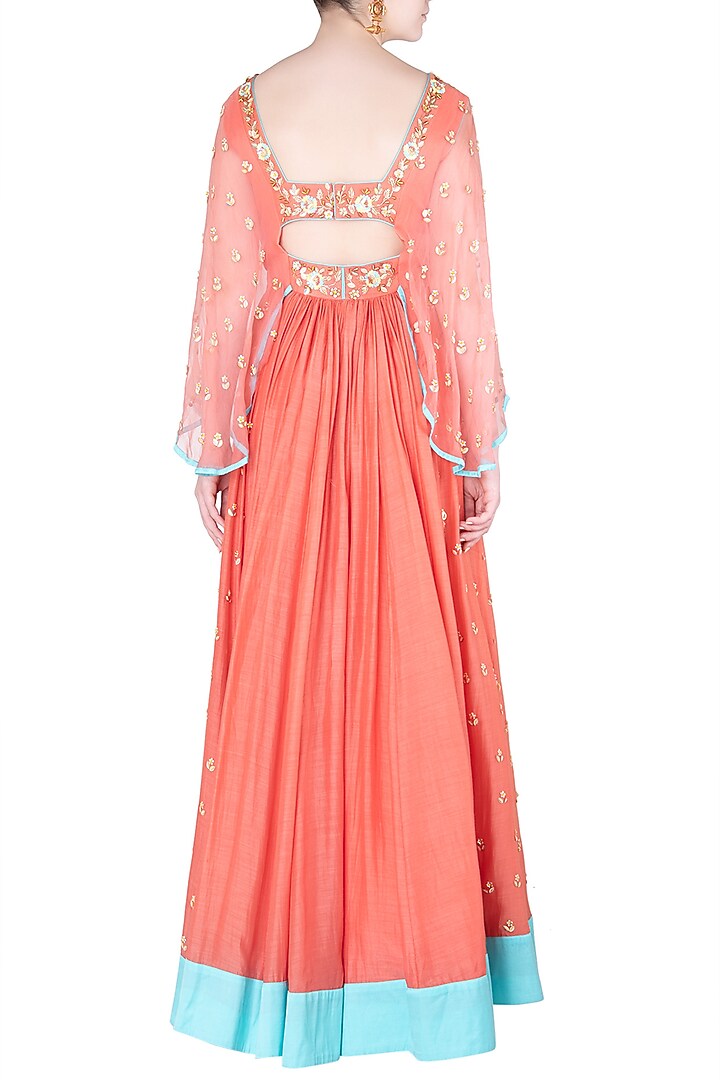 Coral floral embroidered gown available only at Pernia's Pop Up Shop.