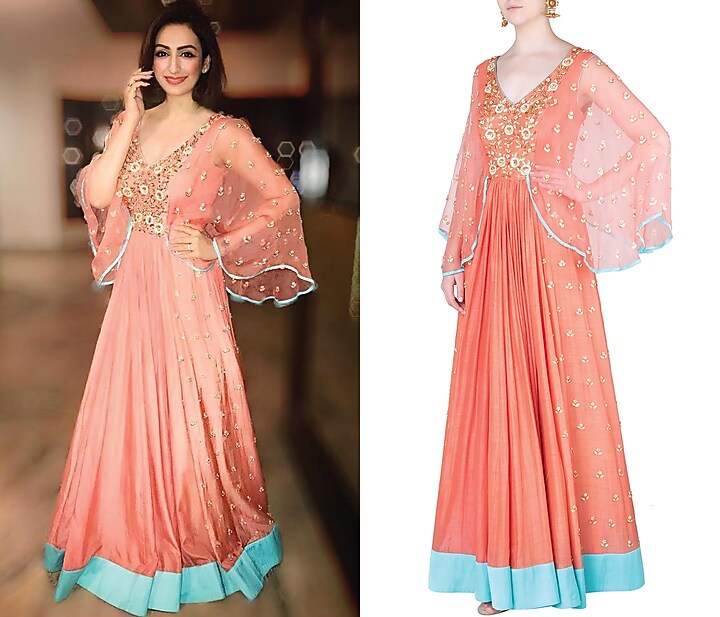 Coral floral embroidered gown available only at Pernia's Pop Up Shop.