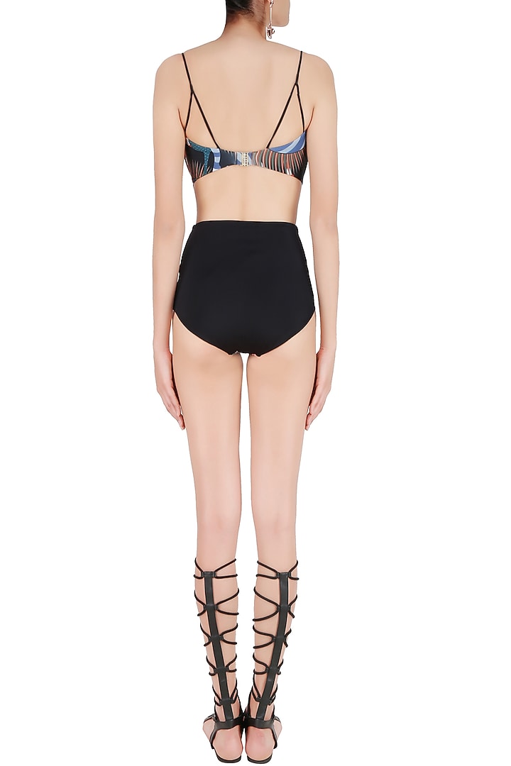 Black twin shoulder brute print bikini set available only at Pernia's Pop Up Shop.