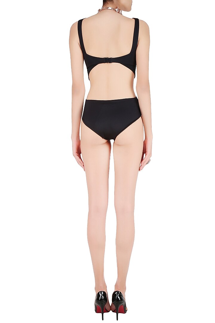 Black cut out draped trikini available only at Pernia's Pop Up Shop.