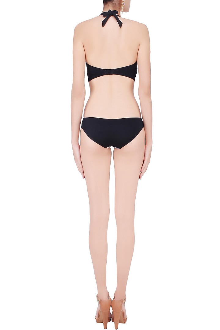 Blue and black brute print halter neck bikini set available only at Pernia's Pop Up Shop.