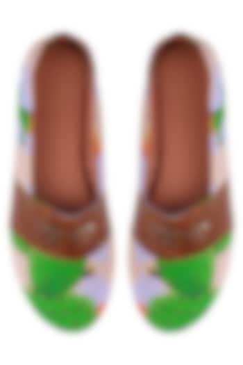 Shivan & Narresh presents White, green and brown cactii printed espadrilles available only at Pernia's Pop Up Shop.