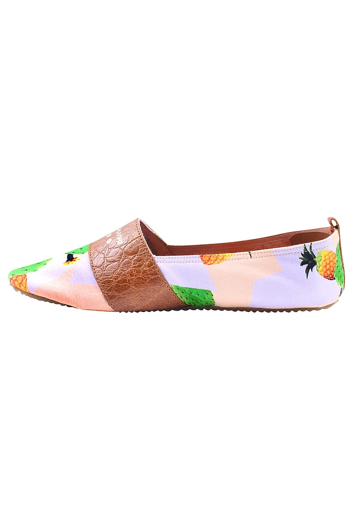 Shivan & Narresh presents White, green and brown cactii printed espadrilles available only at Pernia's Pop Up Shop.