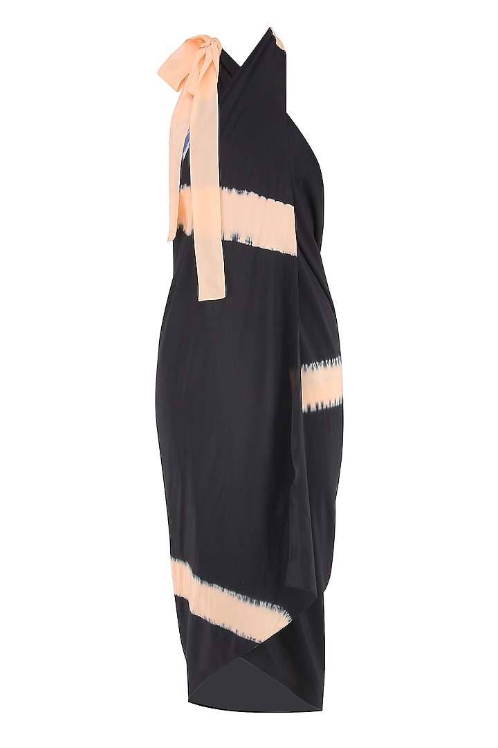 Black and Pink Ombre Dyed Lines Pareo by Shivan & Narresh