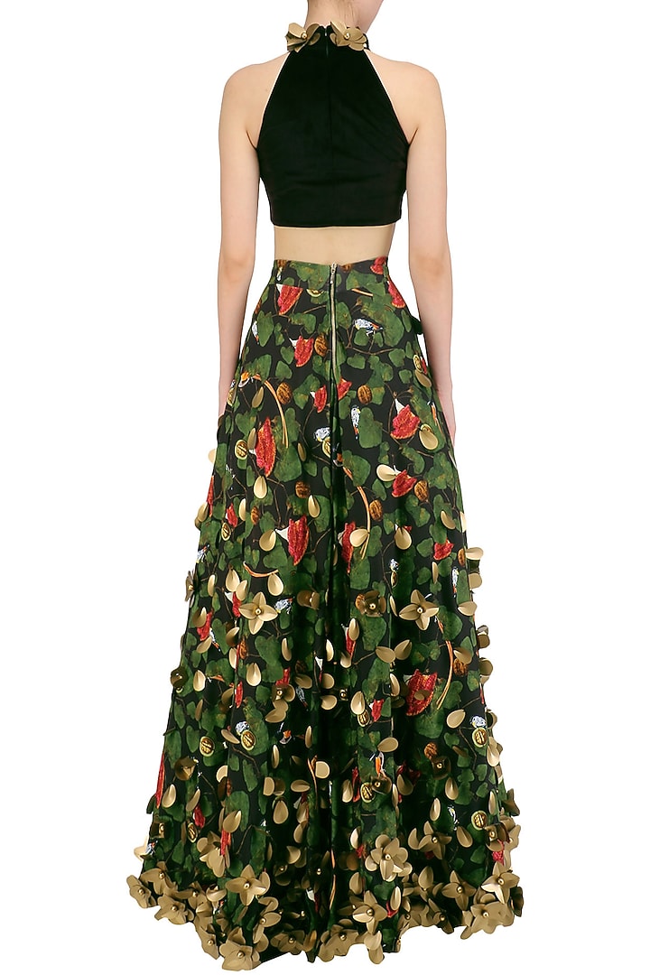 Acrot Print Bloom Skein Work circular skirt and High Neck Blouse available only at Pernia's Pop Up Shop.