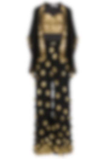 Gold skein work bustier with palazzo pants and kite skein work cape set available only at Pernia's Pop Up Shop.